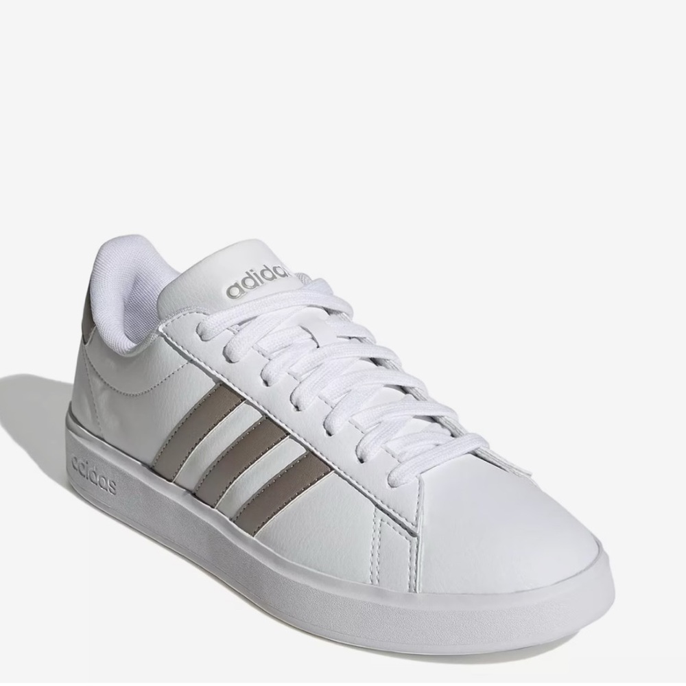 Adidas | grand court sneakers white with gray stripes superstars